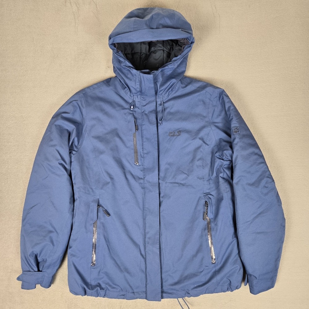 Jack Wolfskin‎ Troposphere Jacket Womens XL Blue Hooded Insulated Waterproof Ski